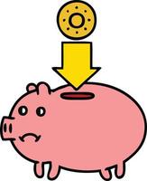 cute cartoon piggy bank vector