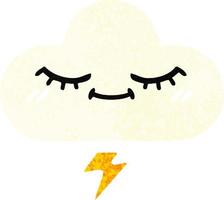 retro illustration style cartoon thunder cloud vector