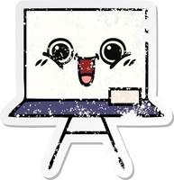 distressed sticker of a cute cartoon white board vector