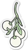 sticker of a cartoon mistletoe vector