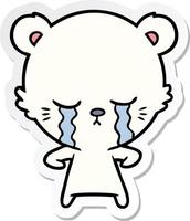 sticker of a crying cartoon polarbear vector