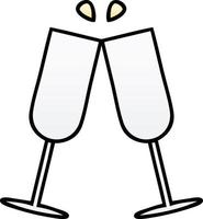 gradient shaded cartoon clinking champagne flutes vector