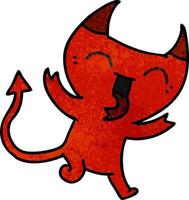 textured cartoon of cute kawaii red demon vector