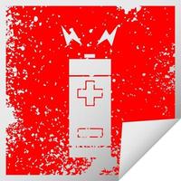 distressed square peeling sticker symbol battery vector