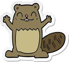 sticker of a cartoon beaver vector