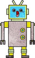 robot de dibujos animados de textura grunge retro vector