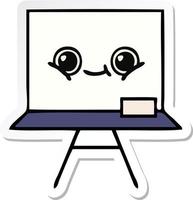 sticker of a cute cartoon white board vector