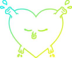 cold gradient line drawing cartoon heart vector