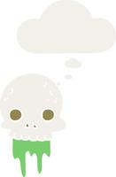 cartoon spooky halloween skull and thought bubble in retro style vector