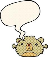 funny cartoon bear and speech bubble in comic book style vector