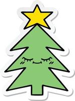 sticker of a cute cartoon christmas tree vector