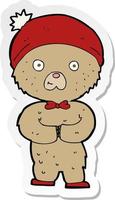 sticker of a cartoon teddy bear vector