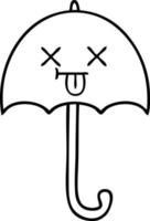 line drawing cartoon umbrella vector