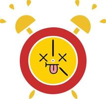 flat color retro cartoon alarm clock vector