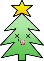 gradient shaded cartoon christmas tree vector