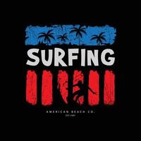 tipografía de ilustración de playa surfng. perfecto para el diseño de camisetas vector