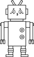 line drawing cartoon robot vector