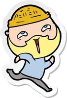 sticker of a cartoon happy bearded man vector