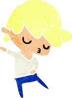 retro cartoon of kawaii cute boy vector