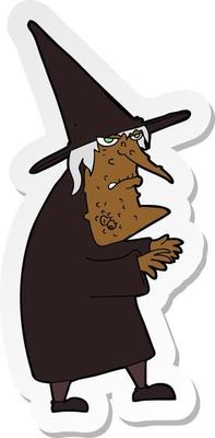 sticker of a cartoon ugly old witch