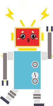 mal funcionamiento del robot de dibujos animados retro de color plano vector