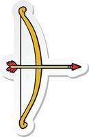 sticker of a cartoon bow and arrow vector