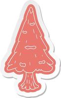 cartoon sticker single snow covered tree vector