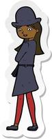 sticker of a cartoon female spy vector