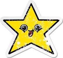 distressed sticker of a cute cartoon gold star vector