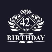 Logo de cumpleaños de 42 años, lujosa celebración de 42 cumpleaños. vector