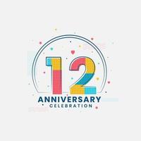 celebración del 12 aniversario, diseño moderno del 12 aniversario vector