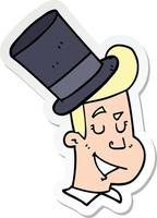 sticker of a cartoon man wearing top hat vector