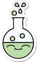 sticker of a cute cartoon test tube vector