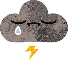 retro illustration style cartoon storm cloud vector