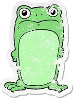 distressed sticker of a cartoon staring frog vector