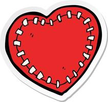 sticker of a cartoon stitched heart vector