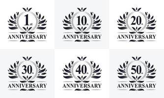 6 Retro Vintage Anniversary Badge Logo. Collection off 6 Anniversary logo for Celebration vector