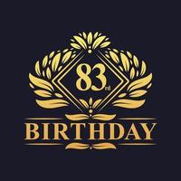 83 years Birthday Logo, Luxury Golden 83rd Birthday Celebration. vector