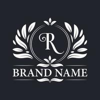 Alphabet R luxurious logo design template. vector