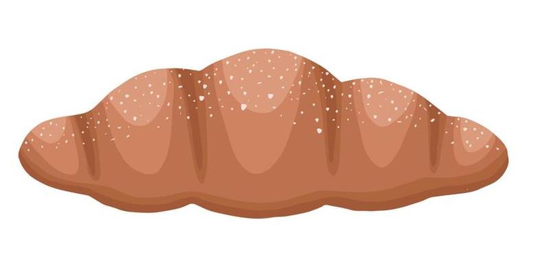 Chocolate croissant in cartoon style