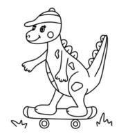 dinosaurio con skate para colorear vector