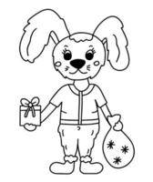 Christmas bunny coloring vector