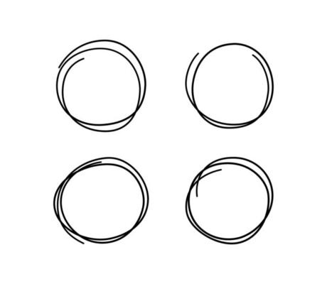 Hand drawn scribble circles. Doodle sketch underlines. Highlight circle frames. Rounds in doodle style. Set of vector illustration isolated on white background.