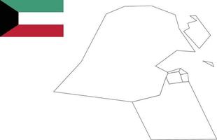 mapa y bandera de kuwait vector