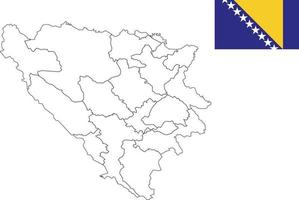 mapa y bandera de bosnia y herzegovina vector