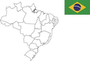 mapa y bandera de brasil vector