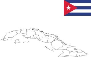 mapa y bandera de cuba vector