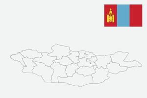 mapa y bandera de mongolia vector