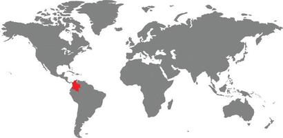 mapa de colombia en el mapa mundial vector