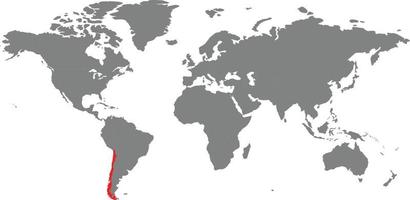 mapa de chile en el mapa mundial vector